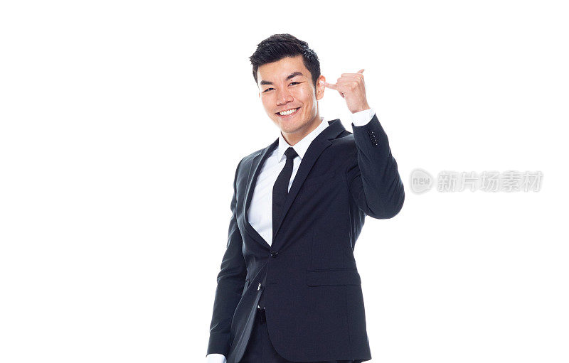 一人/一人/正面视图/腰部以上的20-29岁的成年英俊的人中国民族/东亚民族男性/年轻男子站谁是微笑的/快乐的/愉快的谁是展示沙卡标志/挂松散